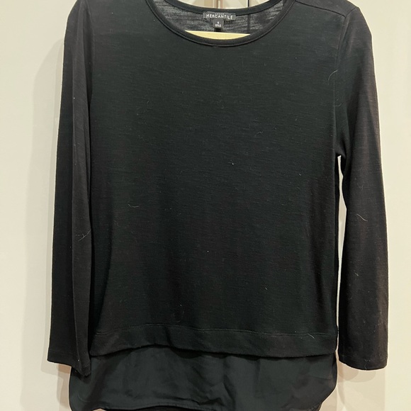J. Crew Black Cotton Layered Long Sleeve Work Top - Picture 4 of 11
